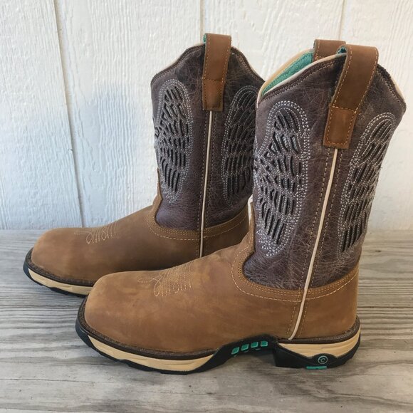Corral Cross and Wings Womens Brown Leather Safety Toe Western Boots 7 M W5011 - Picture 1 of 14